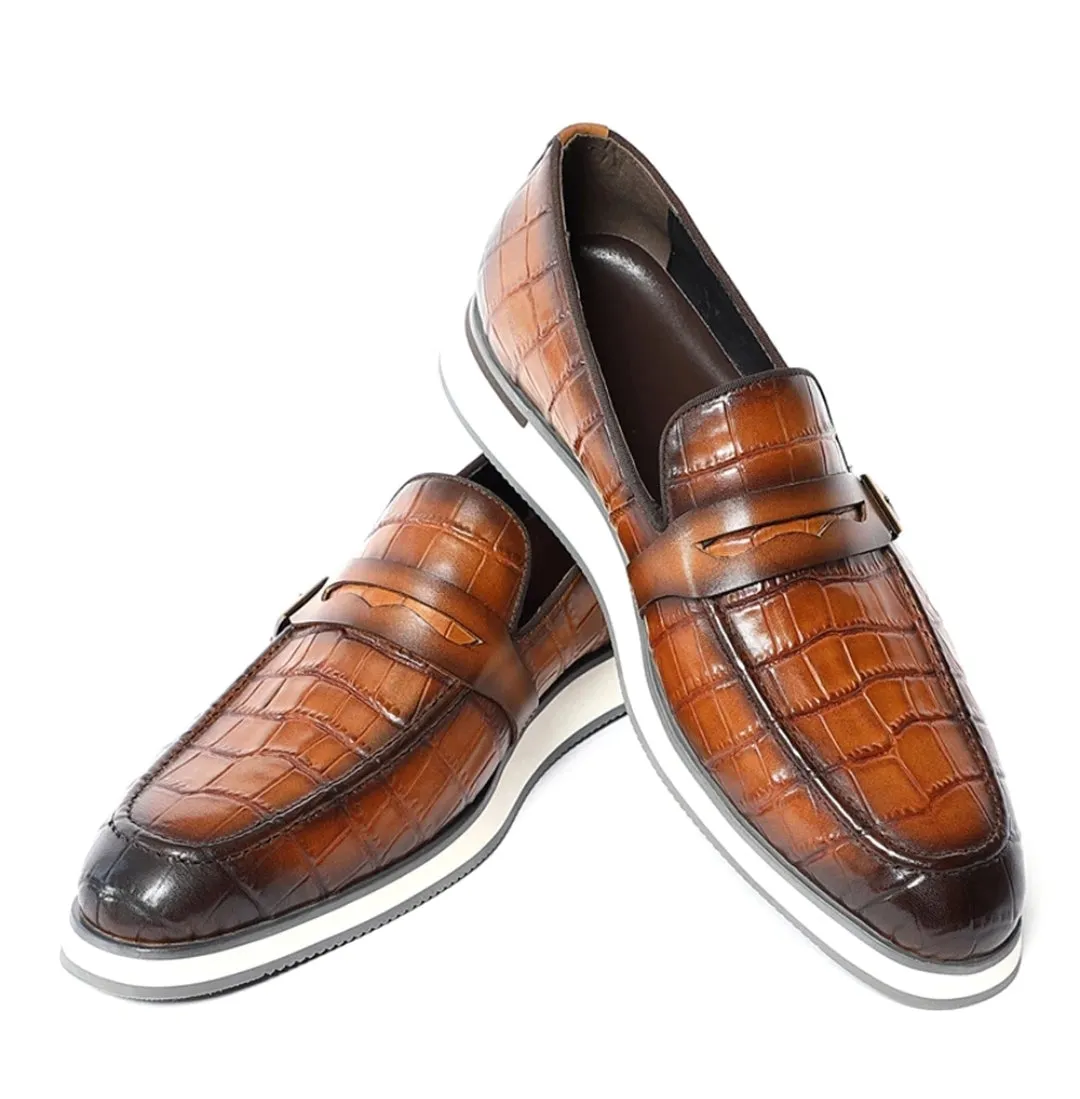 CAVANELI LOAFERS CROC EMBOSS STYLE