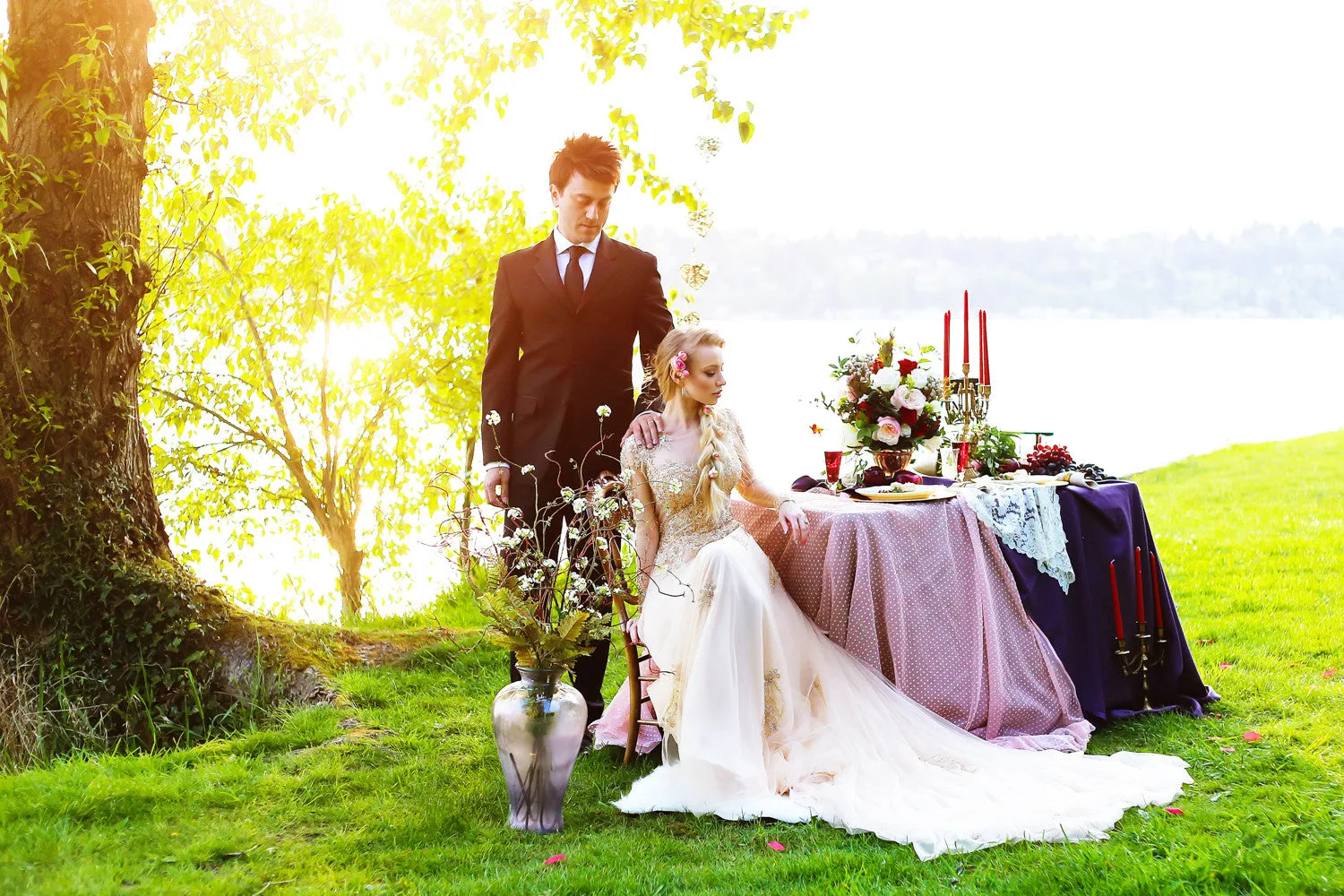 Champagne/Gold Long Sleeve Princess A-Line Gown (# ARIEL)