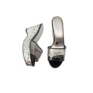 Chanel Silver Wedge Heels