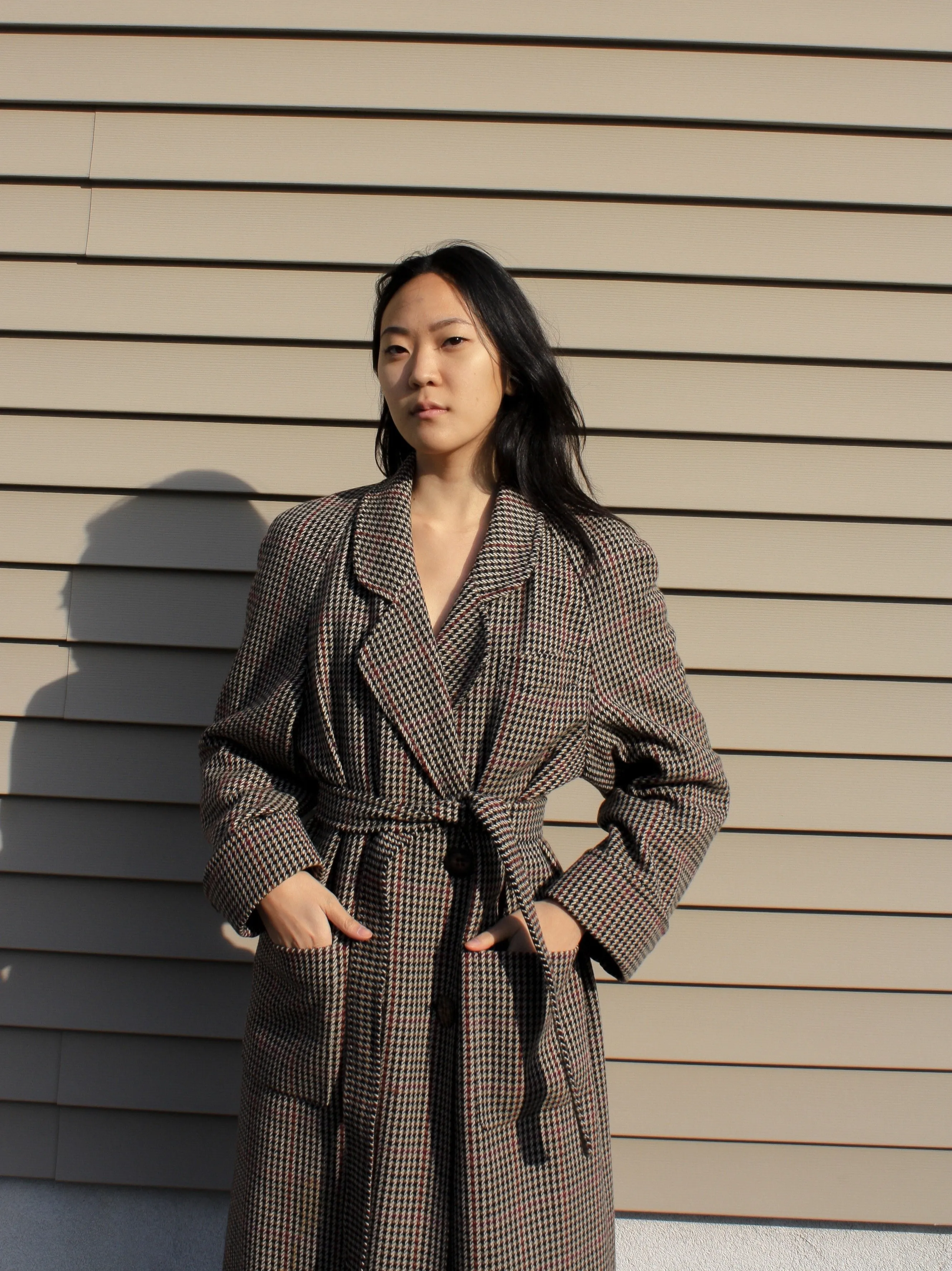 Check Wool Trench