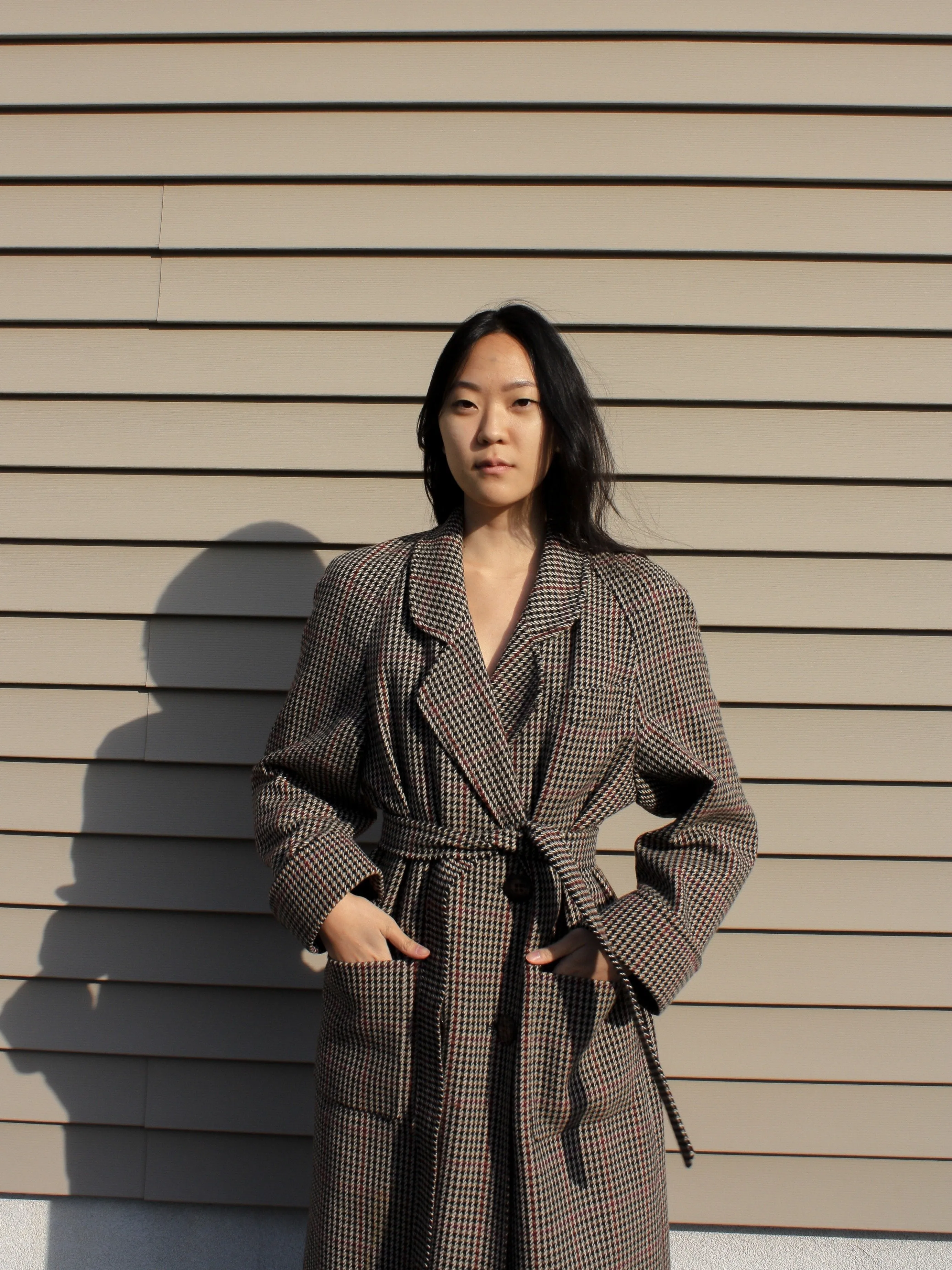 Check Wool Trench