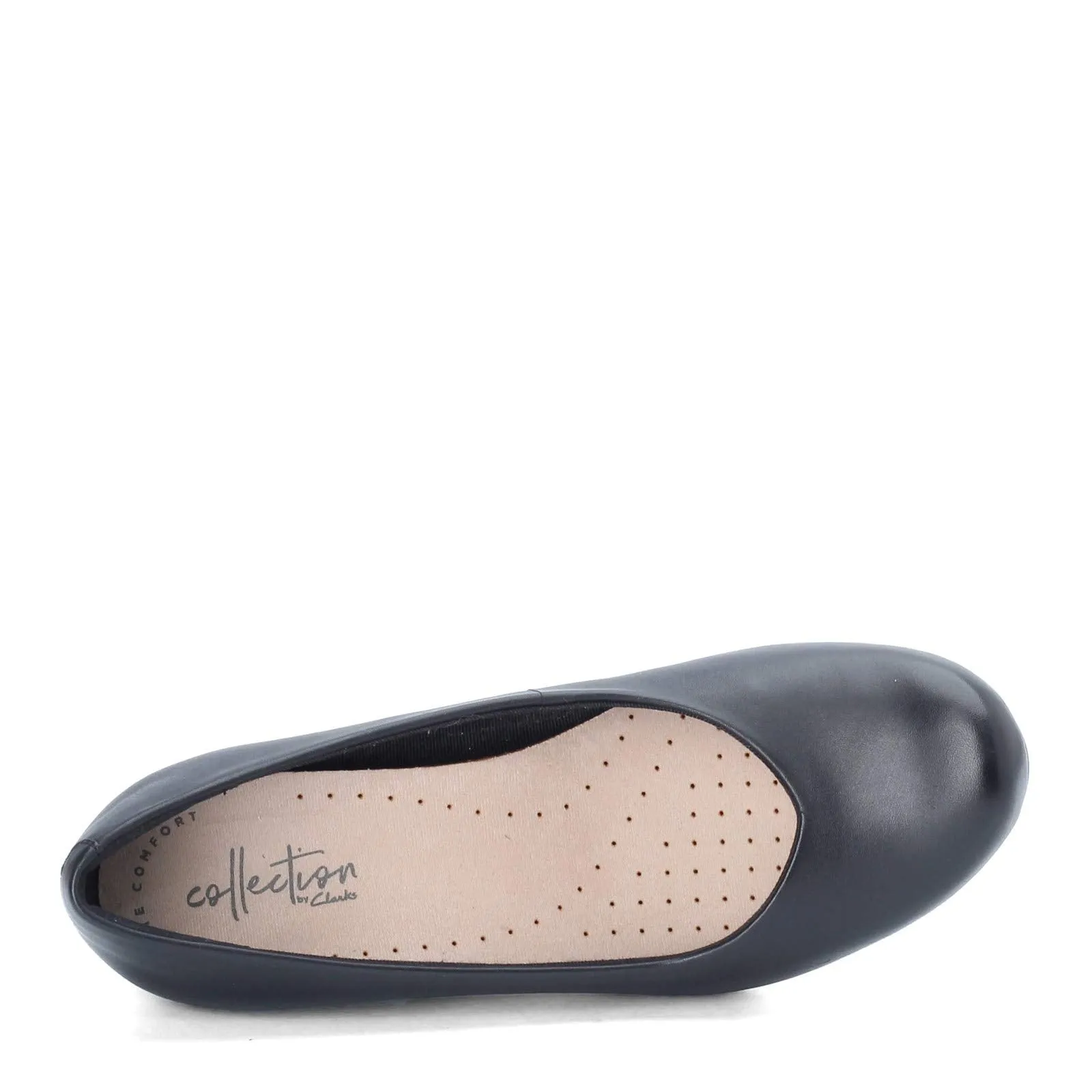 Clarks Women's Flores Tulip Wedge Pump,Black Leather,8 M US