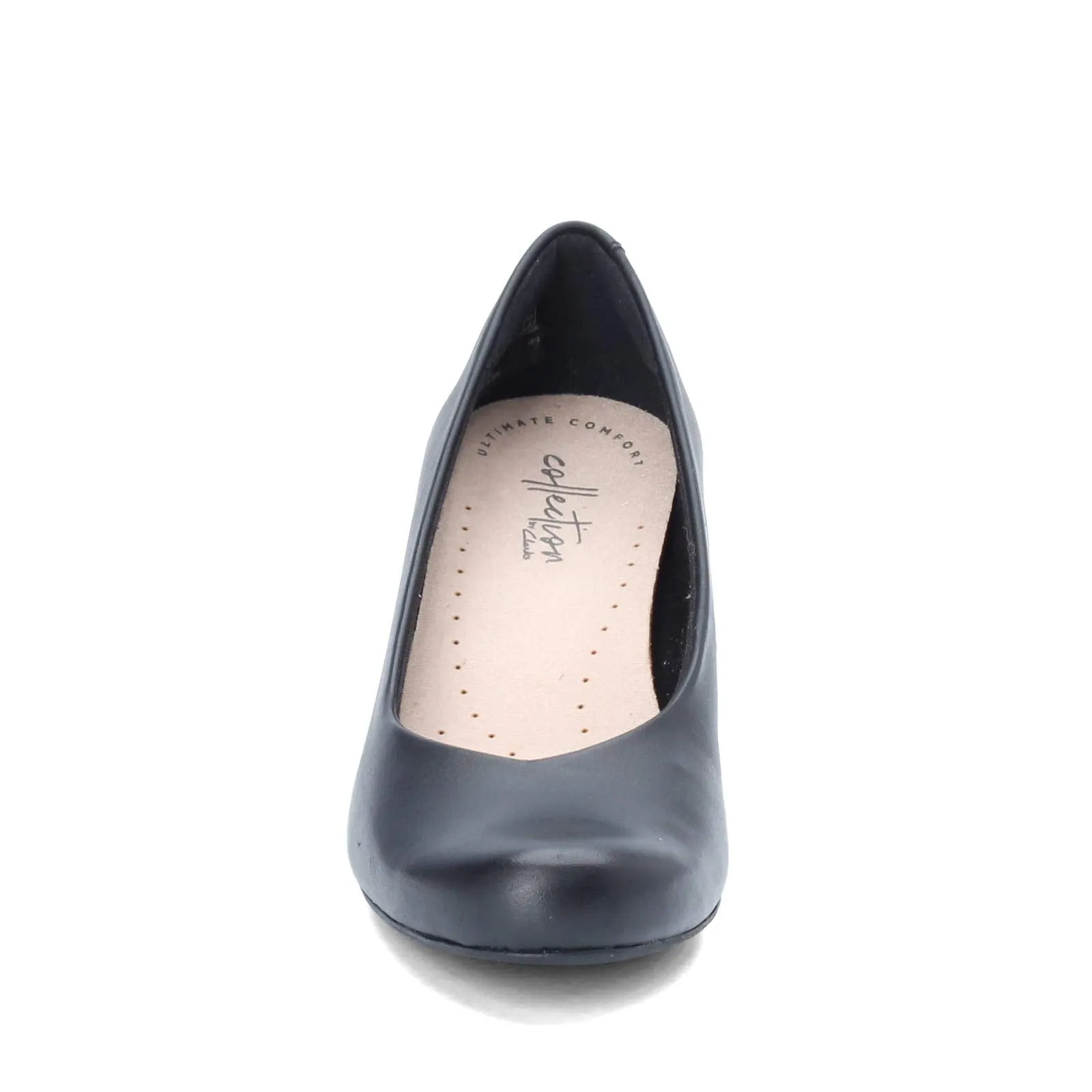Clarks Women's Flores Tulip Wedge Pump,Black Leather,8 M US