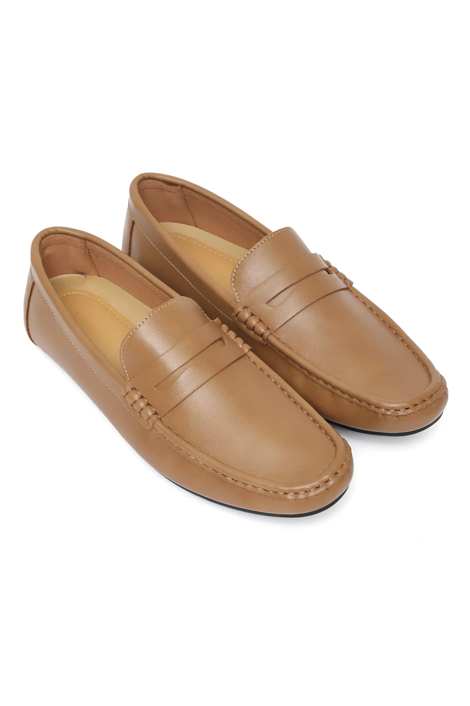 CLASSIC LEATHER PENNY LOAFERS-KHAKI