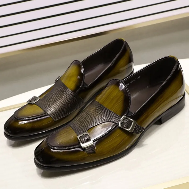 Classic Men Loafers Olive Green Shoes