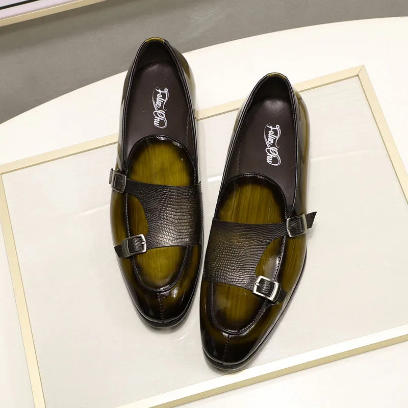 Classic Men Loafers Olive Green Shoes