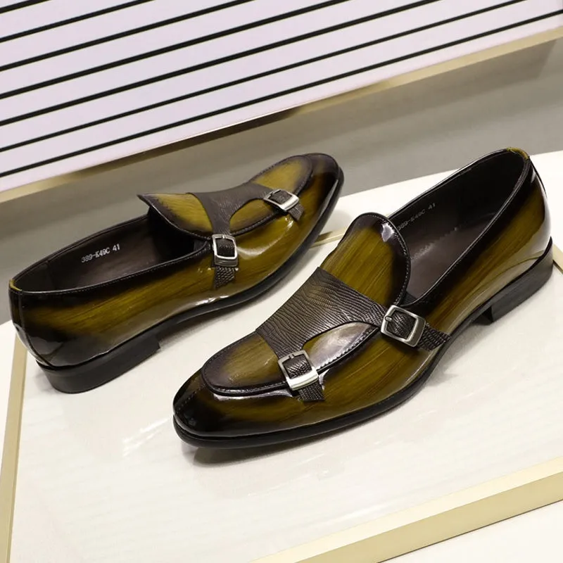 Classic Men Loafers Olive Green Shoes