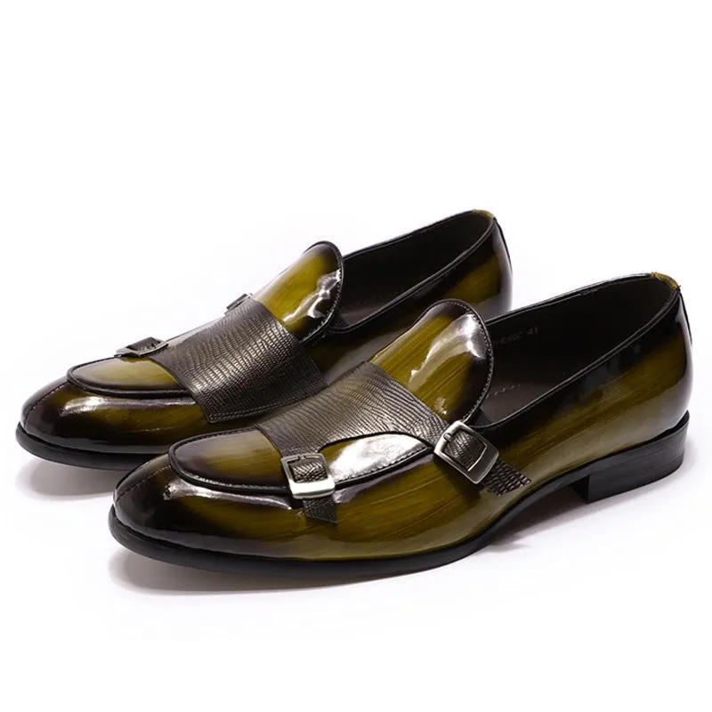 Classic Men Loafers Olive Green Shoes