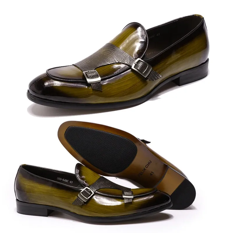 Classic Men Loafers Olive Green Shoes