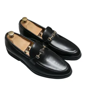 Classic Men's Loafers with Metal Chain Detail
