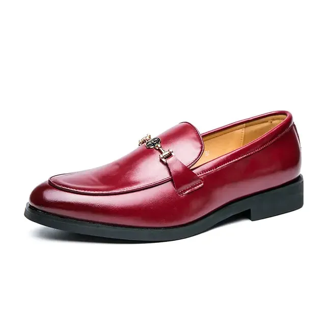 Classic Men's Loafers with Metal Chain Detail