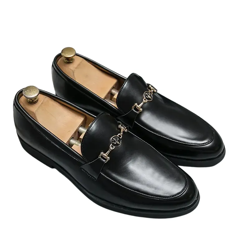 Classic Men's Loafers with Metal Chain Detail