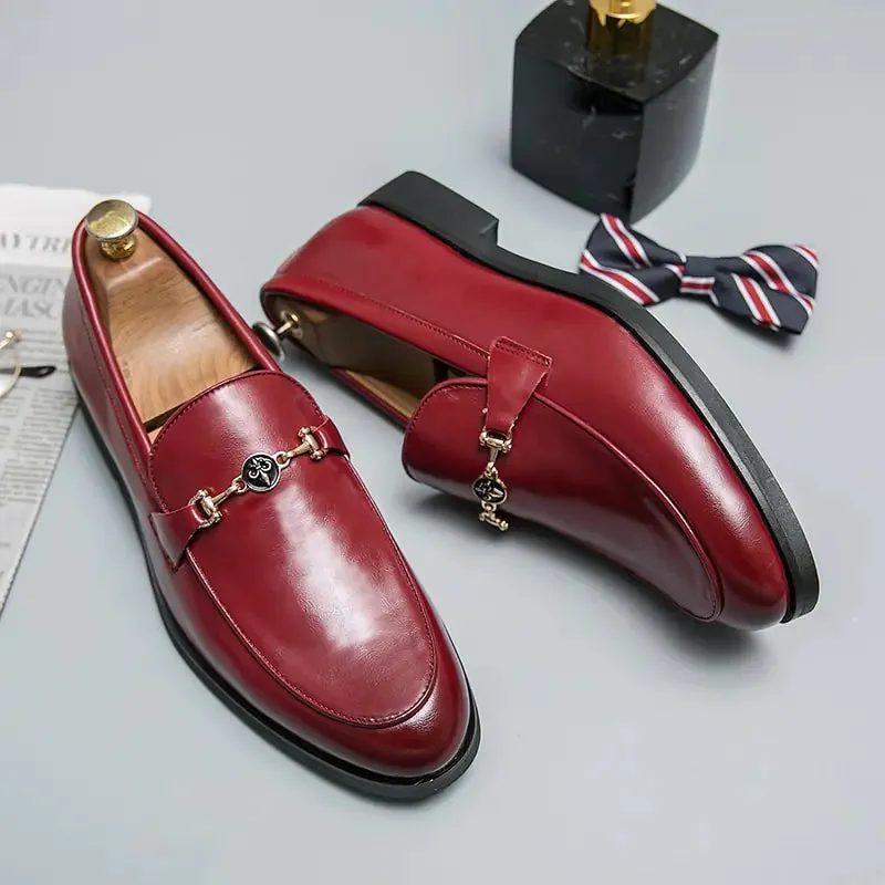 Classic Men's Loafers with Metal Chain Detail
