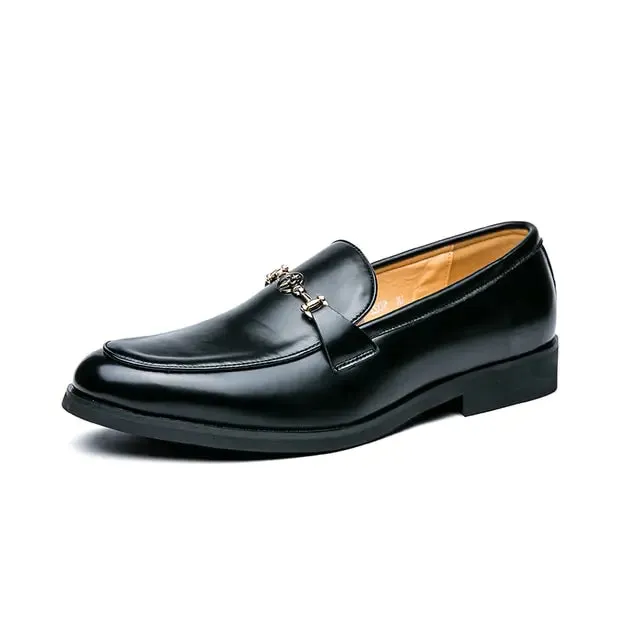 Classic Men's Loafers with Metal Chain Detail