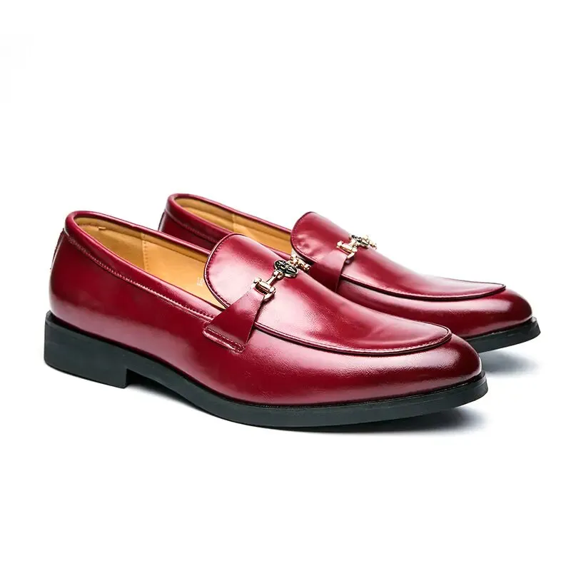 Classic Men's Loafers with Metal Chain Detail