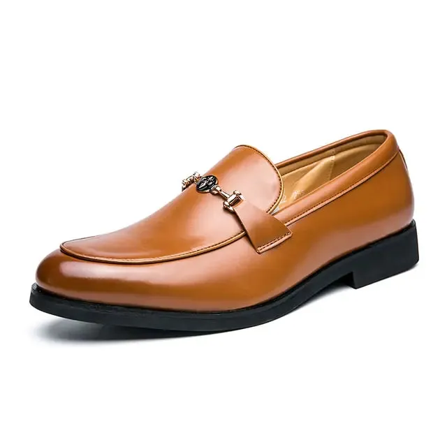 Classic Men's Loafers with Metal Chain Detail