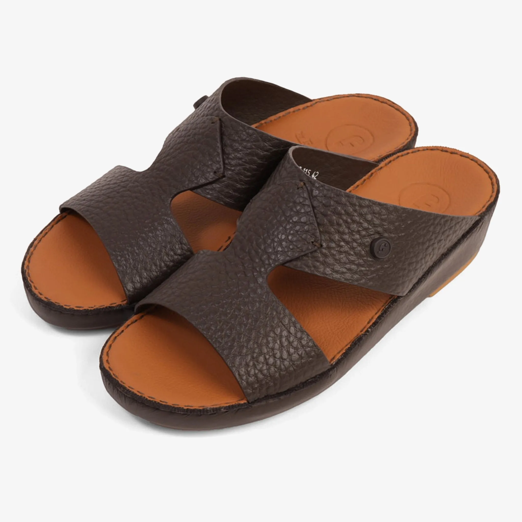CLASSIC UNLINED GRAIN HAMMERED ARABIC SANDALS BROWN