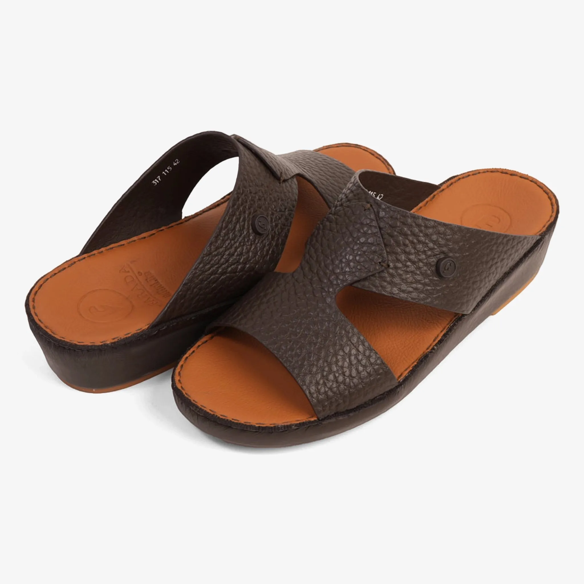 CLASSIC UNLINED GRAIN HAMMERED ARABIC SANDALS BROWN