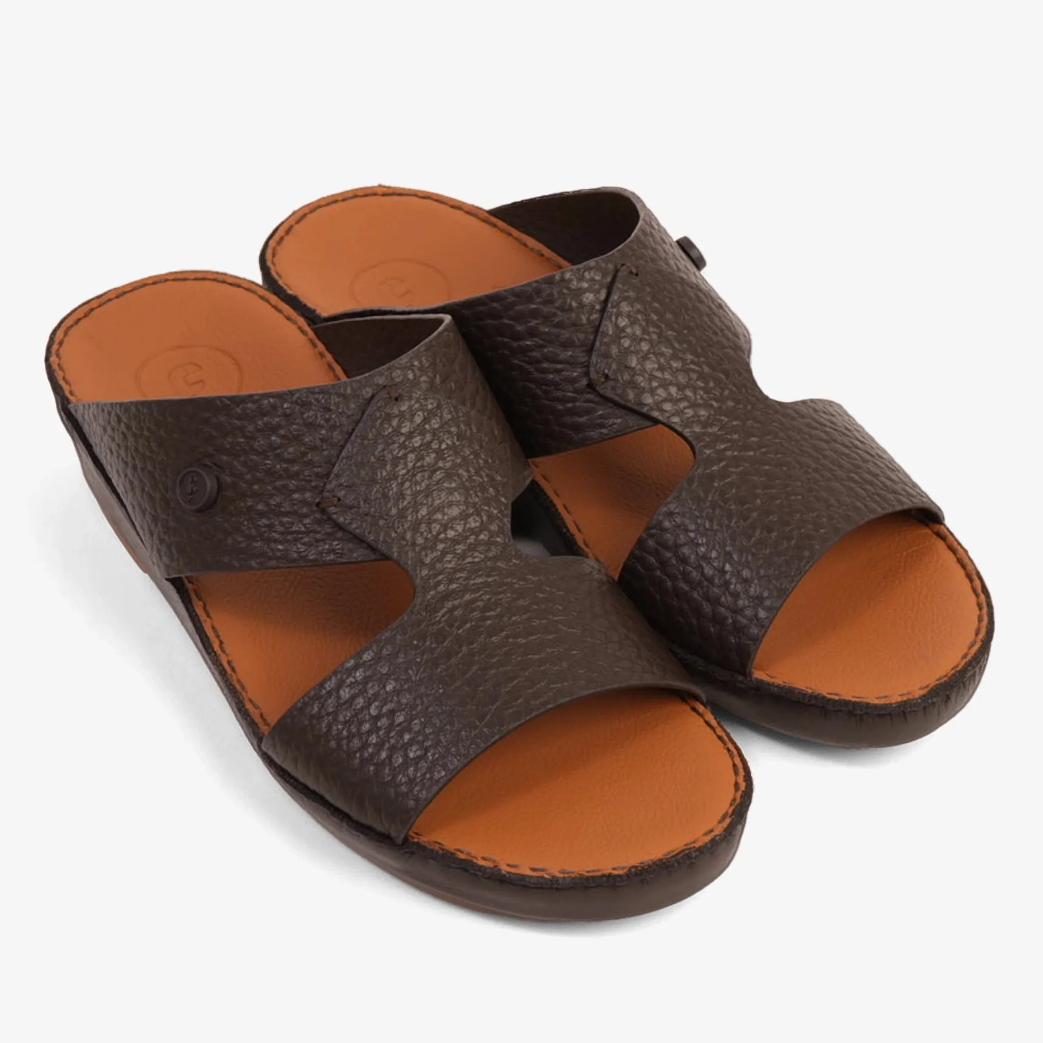 CLASSIC UNLINED GRAIN HAMMERED ARABIC SANDALS BROWN