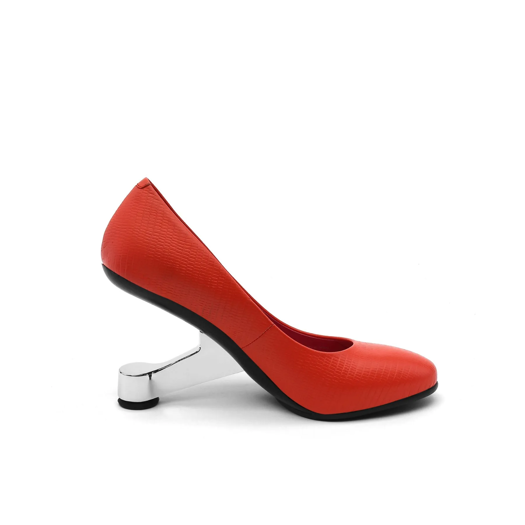 Classy Heel Leather Pump Red