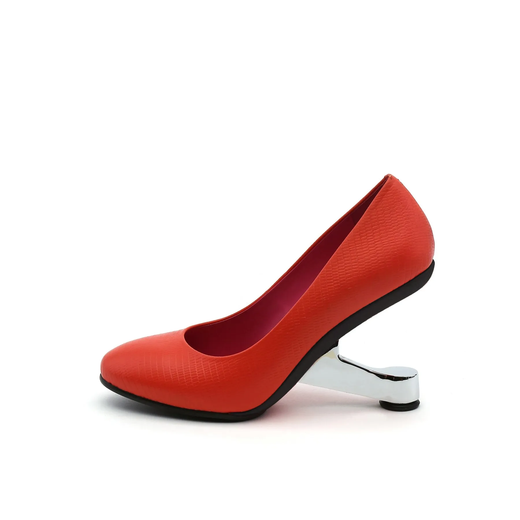 Classy Heel Leather Pump Red