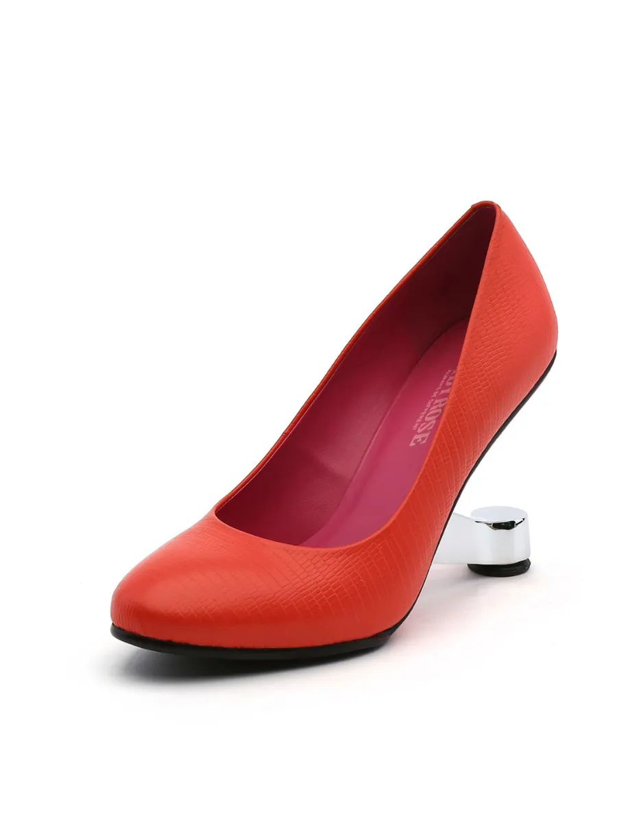 Classy Heel Leather Pump Red