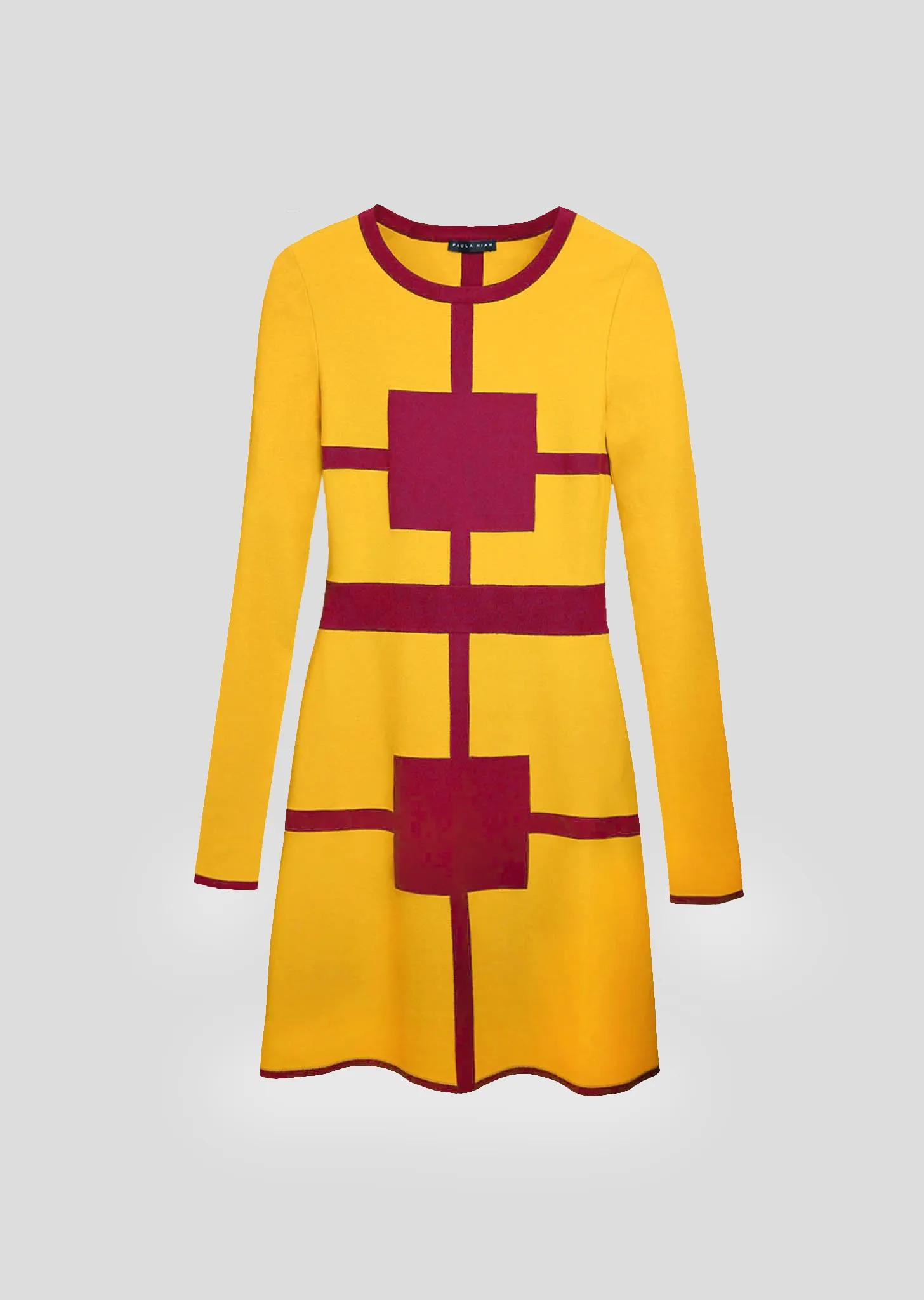 Clemence – Long Sleeve Square Motif Dress