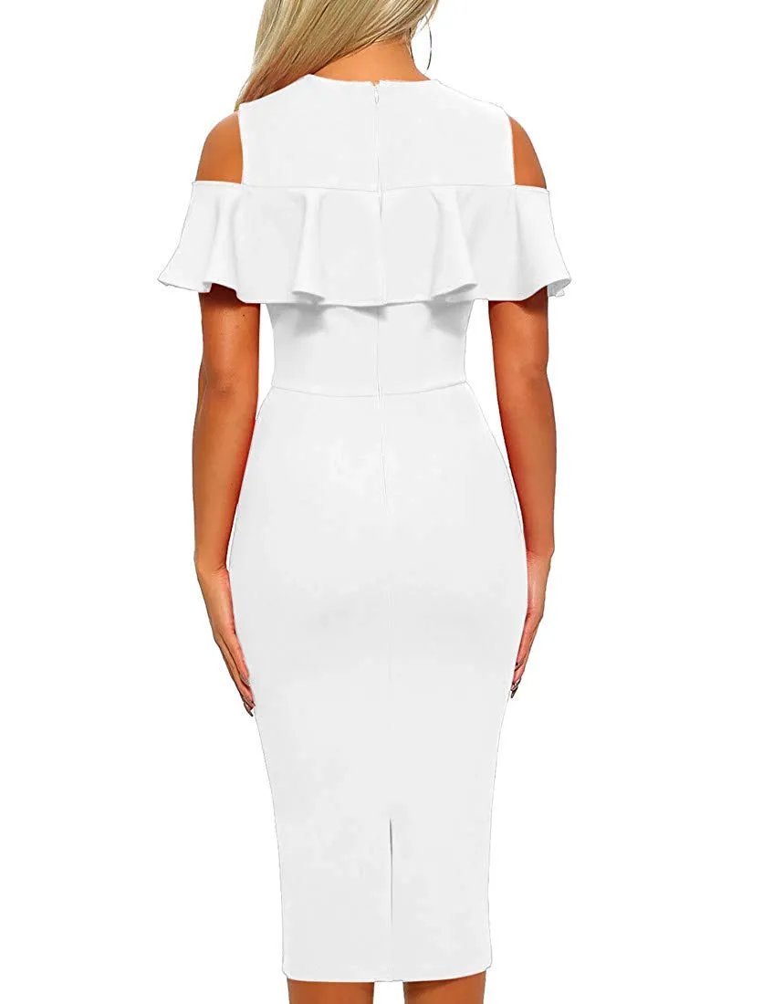 Cold Shoulder Ruffle Midi