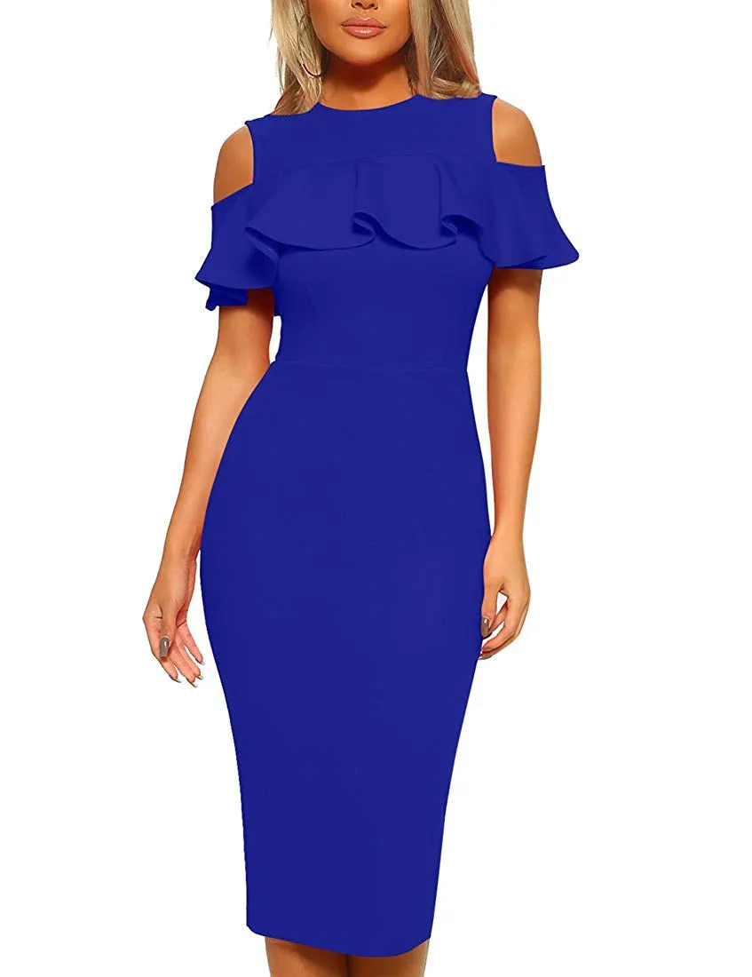 Cold Shoulder Ruffle Midi