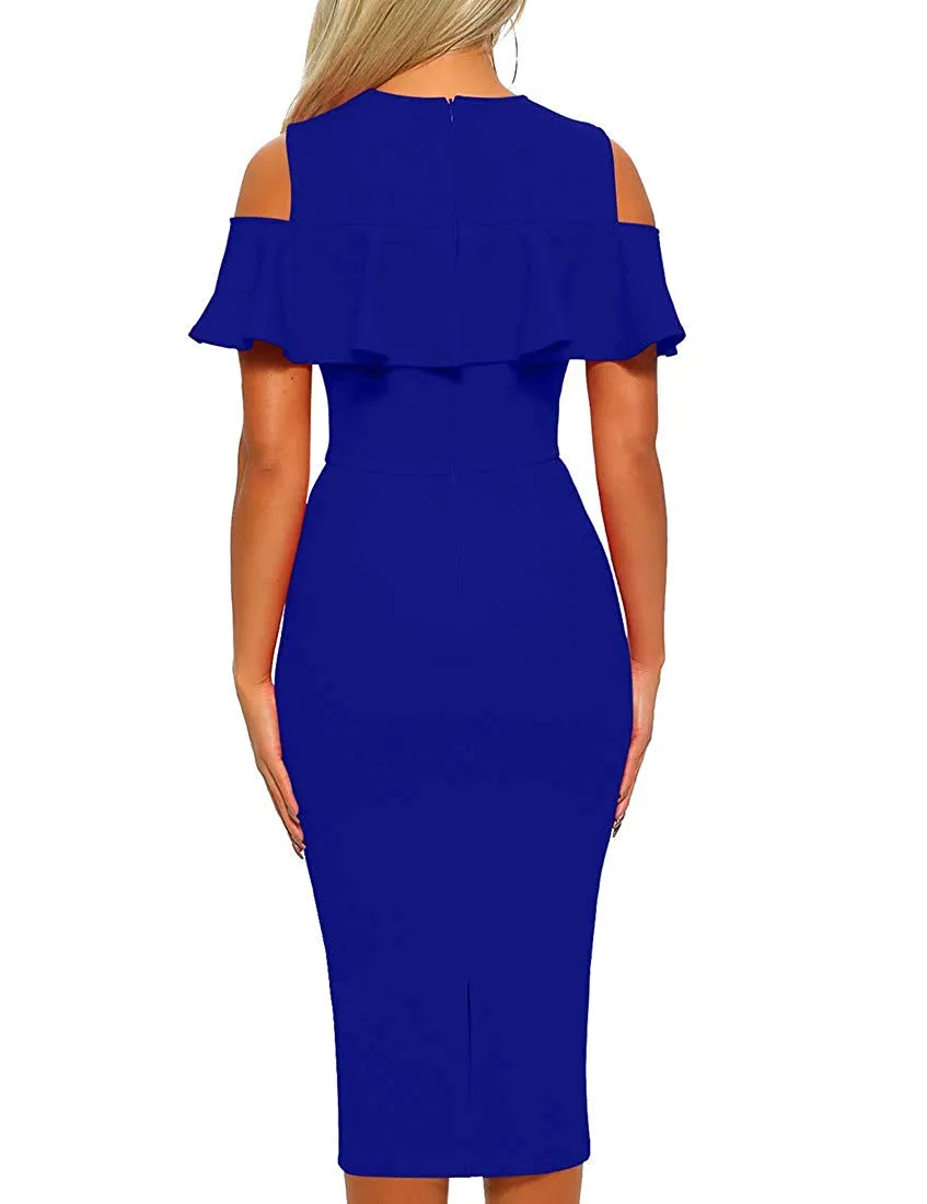 Cold Shoulder Ruffle Midi