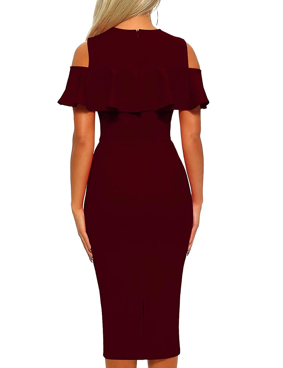 Cold Shoulder Ruffle Midi