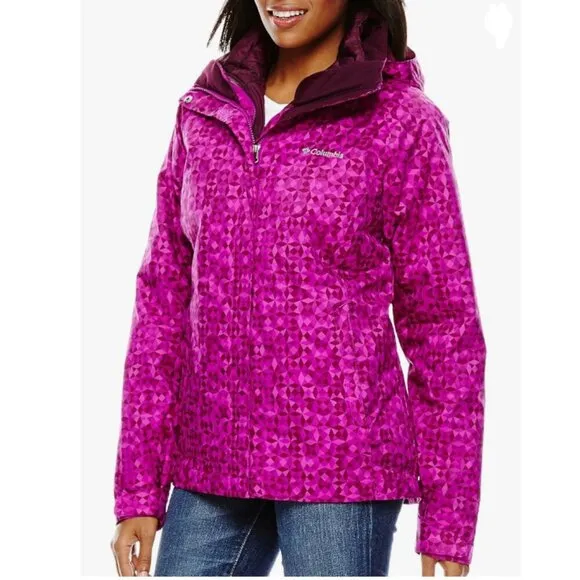 Columbia Outer West Interchange 3-in-1 Winter Jacket in Bright Plum Print  - Med
