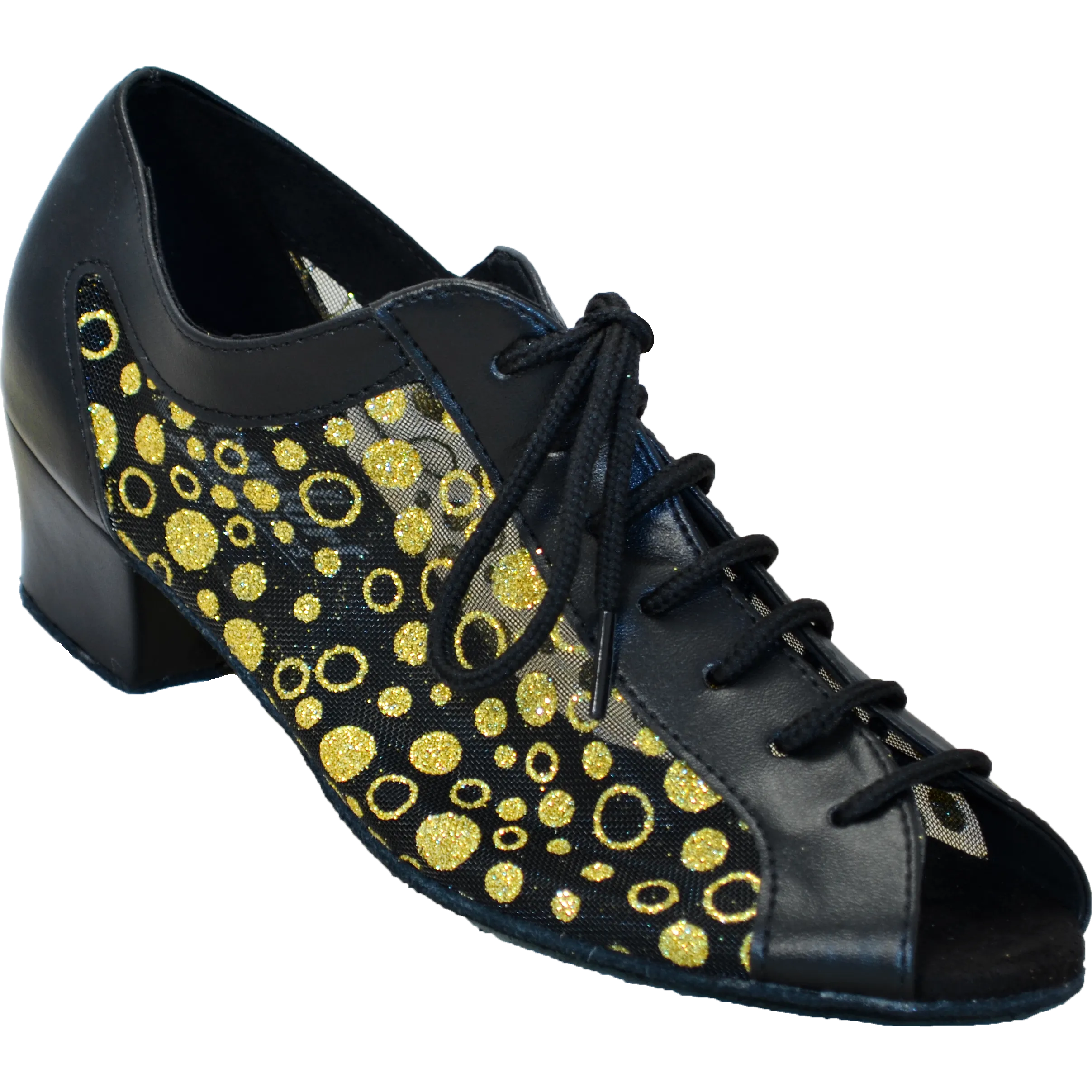 Comfort Classic - Black Leather / Black Gold Dot Mesh