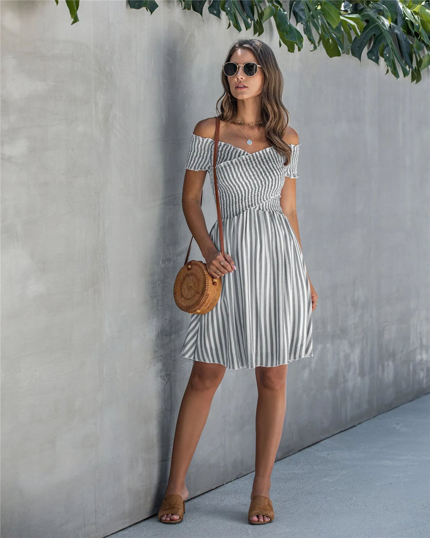 Copy of Fringe Off The Shoulder Strapless Mini Dresses