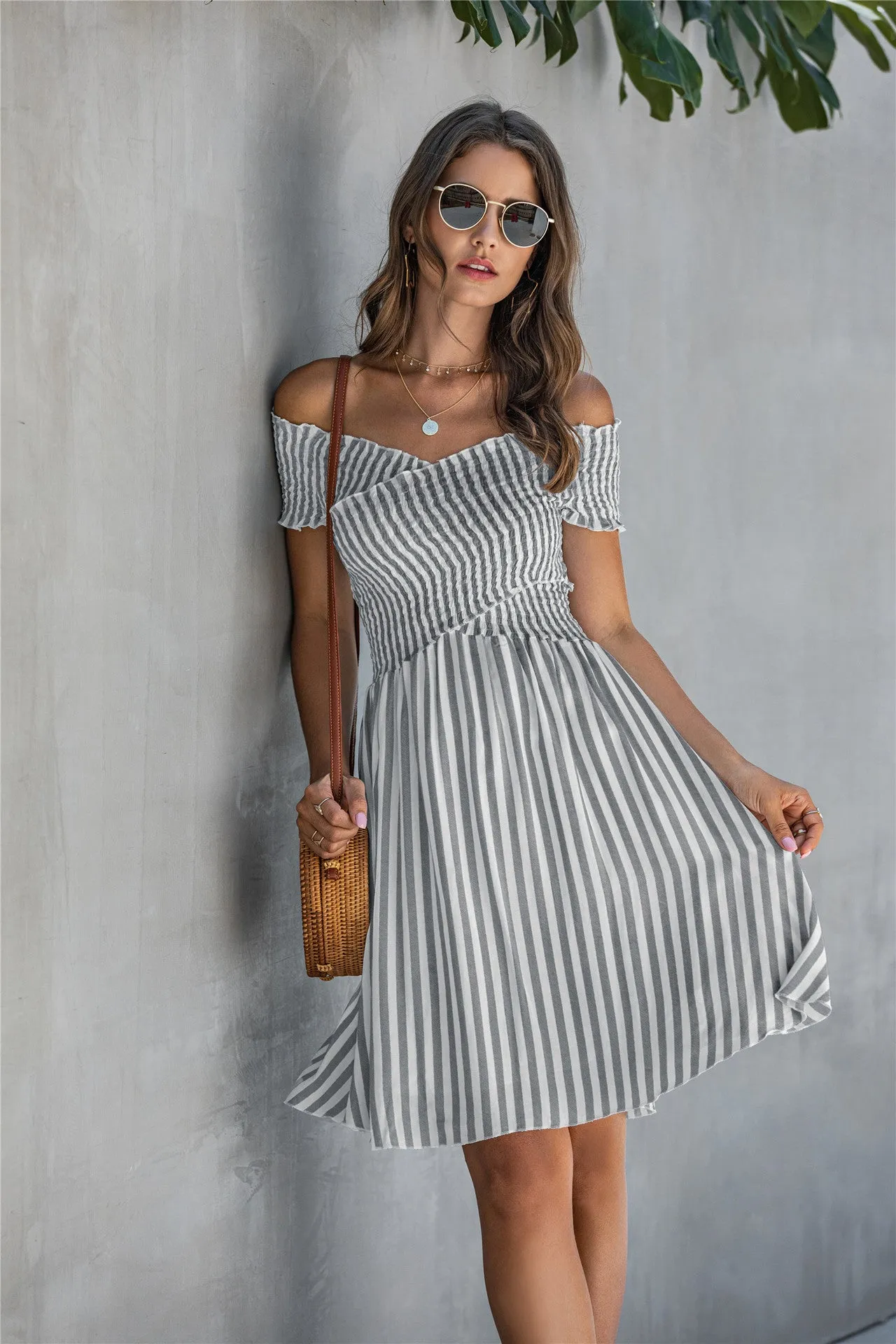 Copy of Fringe Off The Shoulder Strapless Mini Dresses