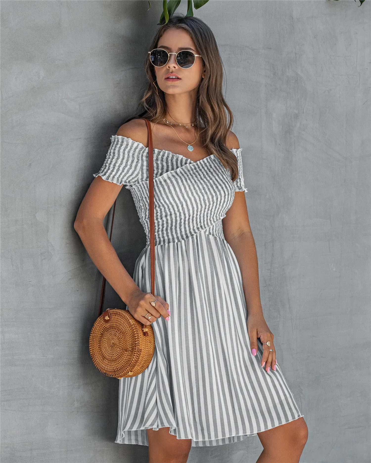 Copy of Fringe Off The Shoulder Strapless Mini Dresses