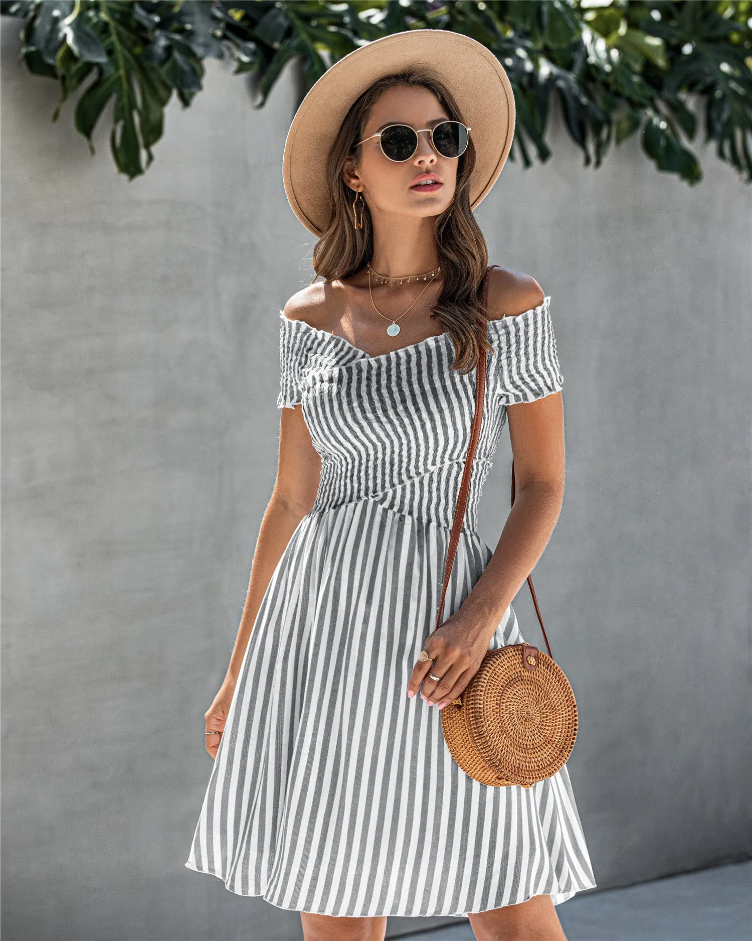 Copy of Fringe Off The Shoulder Strapless Mini Dresses