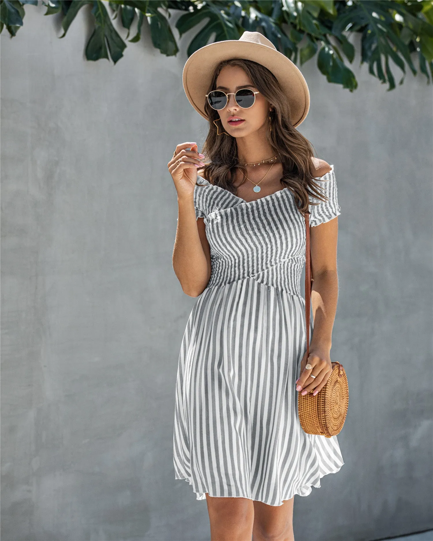 Copy of Fringe Off The Shoulder Strapless Mini Dresses