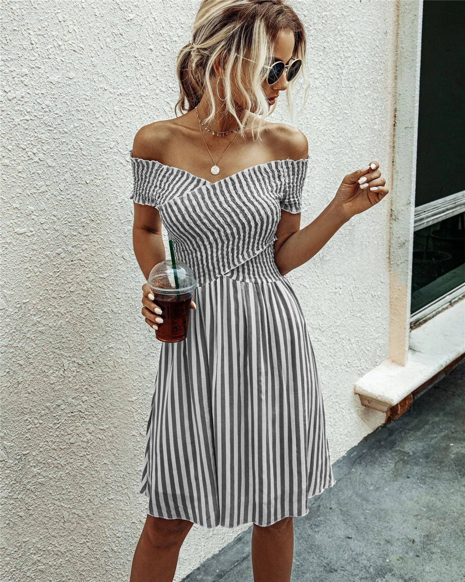 Copy of Fringe Off The Shoulder Strapless Mini Dresses