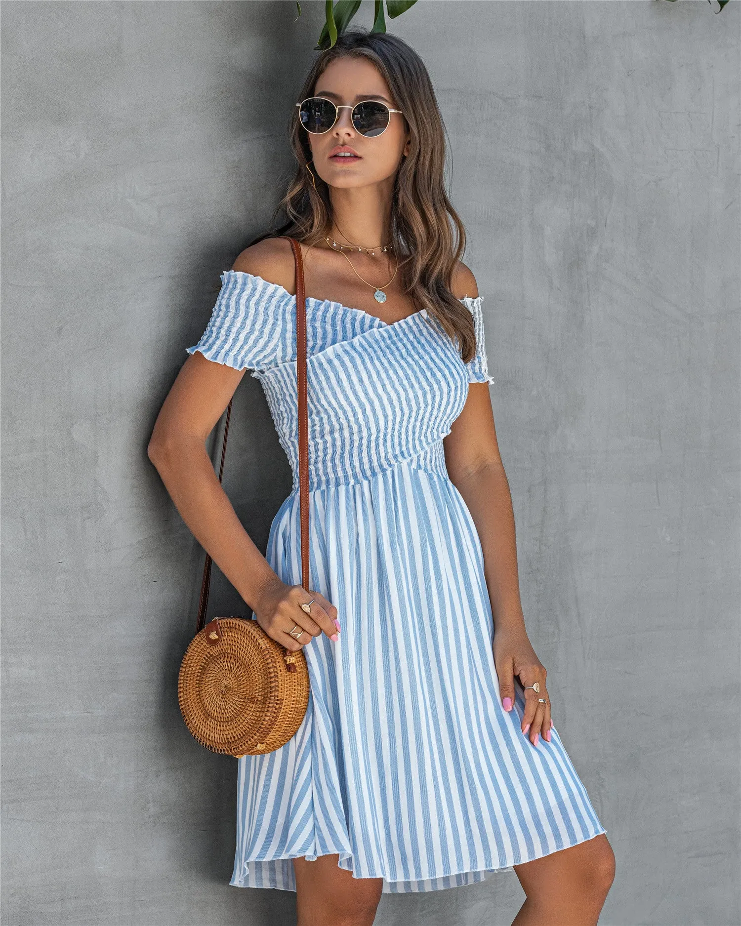 Copy of Fringe Off The Shoulder Strapless Mini Dresses