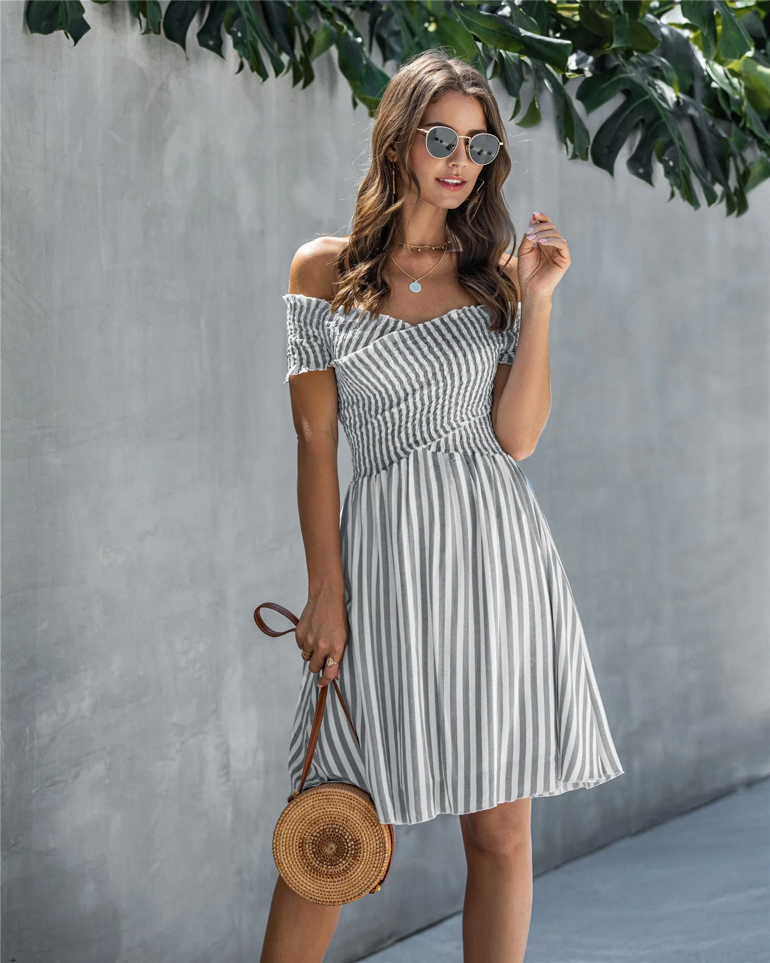 Copy of Fringe Off The Shoulder Strapless Mini Dresses