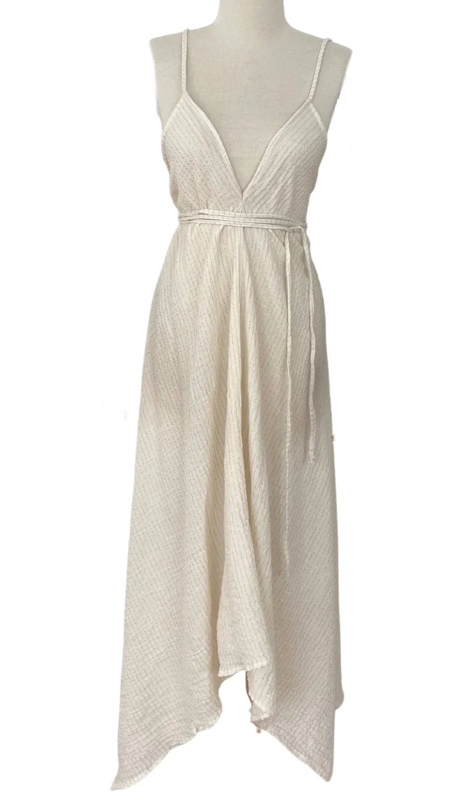 Coqui Maxi Dress Natural with Gold Pinstripe