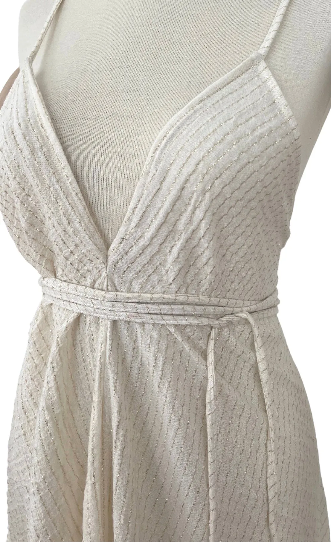 Coqui Maxi Dress Natural with Gold Pinstripe