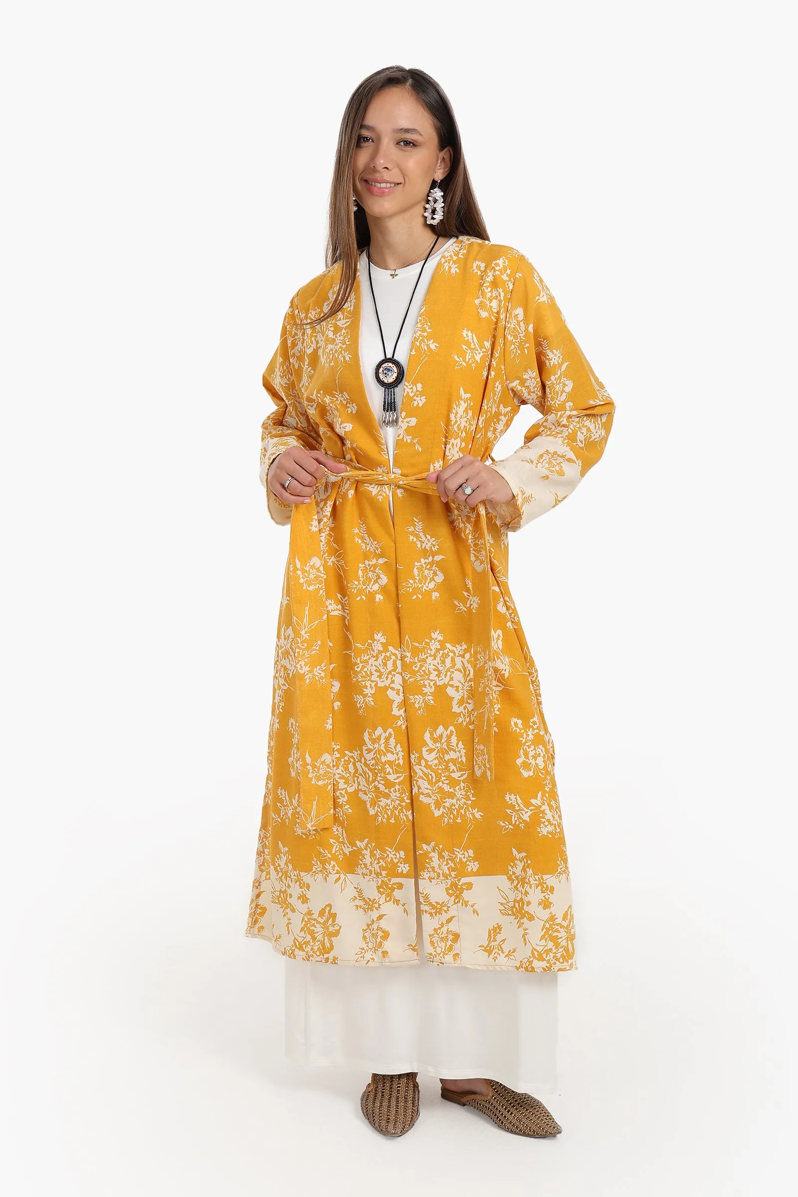 Cotton Colored Midi Kimono