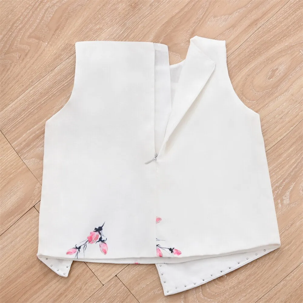 Cotton Print Suit for Girls, Skirt and Sleeveless Top from 4 to 10 Years Old