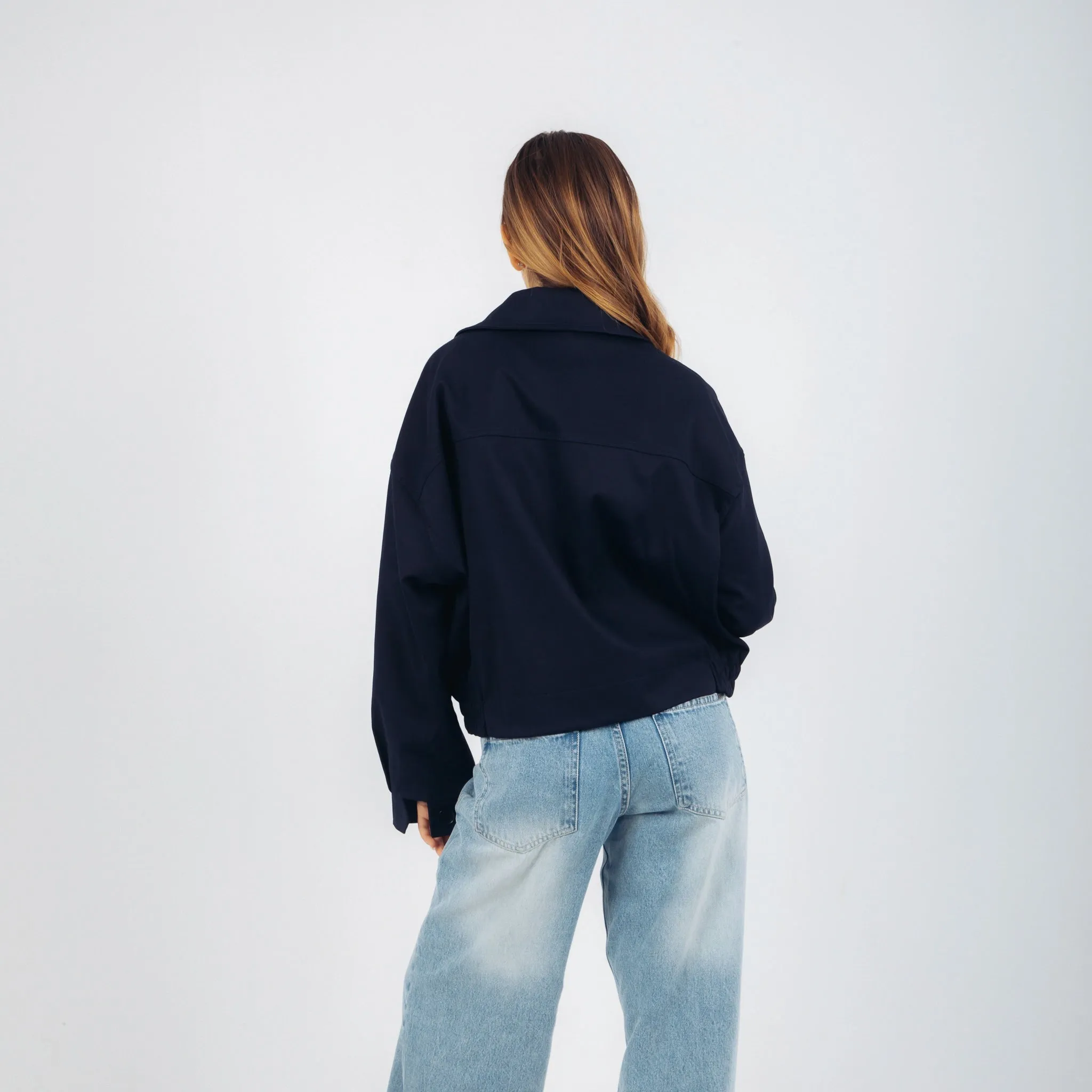 Cropped trench jacket - Navy blue