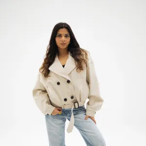 Cropped trench jacket - Off-white