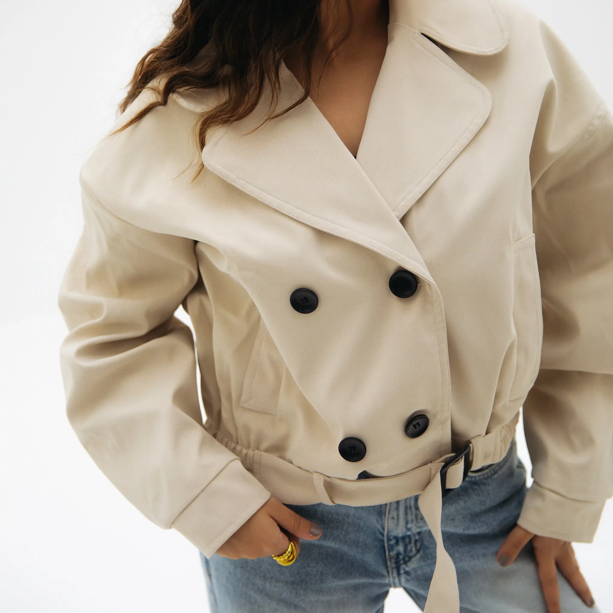 Cropped trench jacket - Off-white