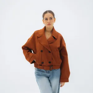 Cropped trench jacket - Rust