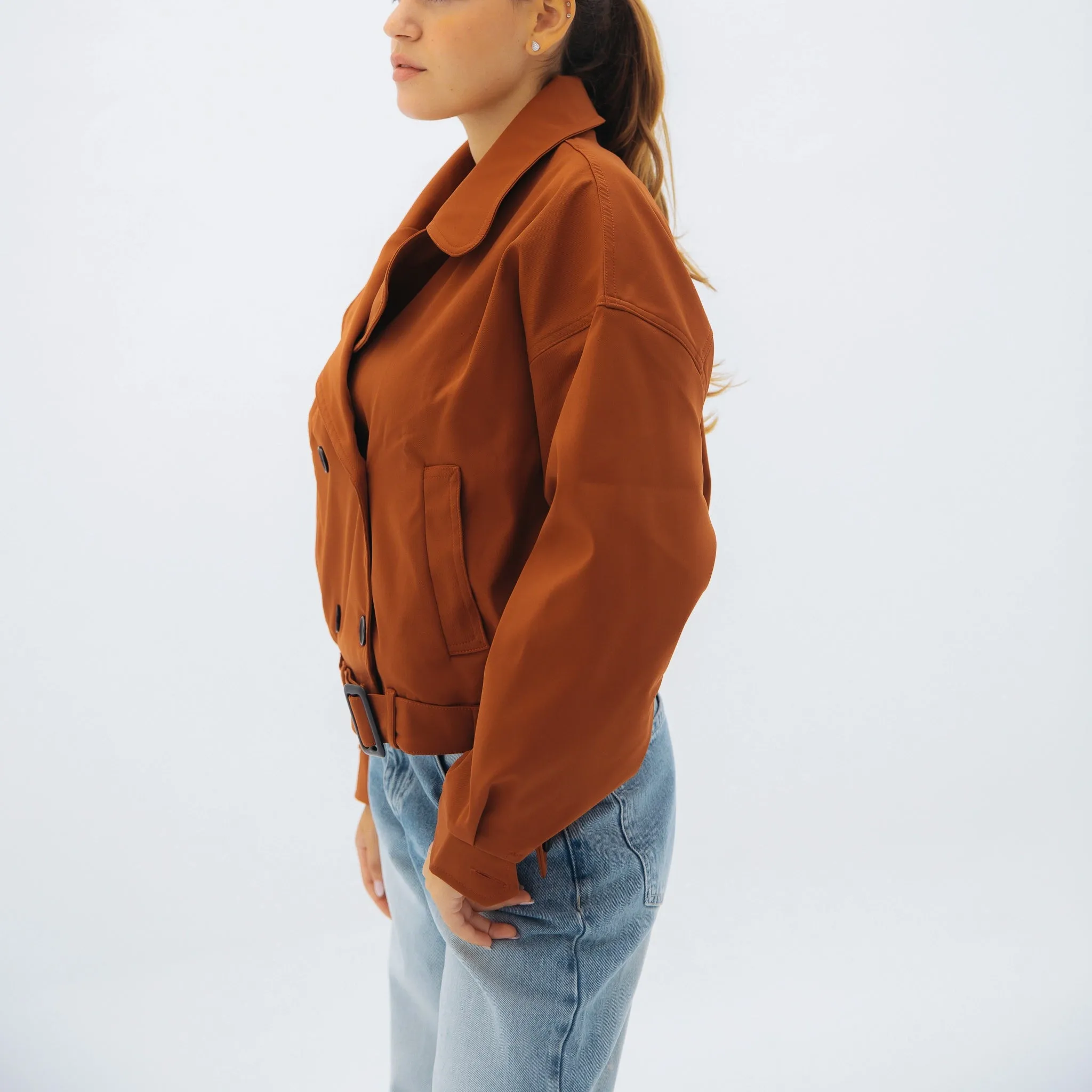 Cropped trench jacket - Rust